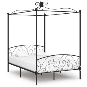 Berkfield Canopy Bed Frame Black Metal 140x200 cm