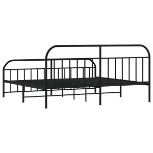 Berkfield Metal Bed Frame with Headboard and Footboard Black 200x200 cm