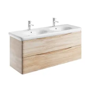 Eden 1200mm Wall Hung Vanity Unit in Light Oak & Link Resin Basin