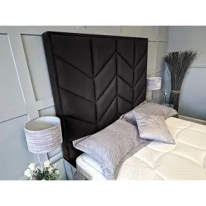 Alino Plush Velvet Black TV Bed Frame