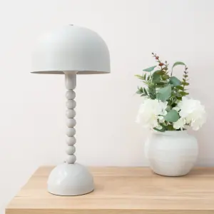 ValueLights Clement Grey Pebble Abstract Bedside Table Lamp with a Dome Lampshade - Bulb Included