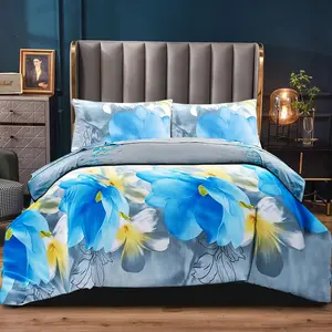 Microfiber Floral Duvet Cover Set with Pillowcases Double