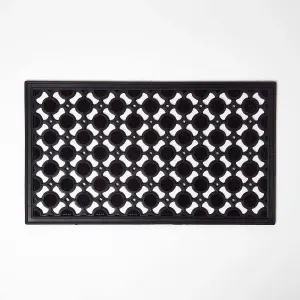 Homescapes Black Wrought Iron Effect Rubber Doormat 70 x 40 cm