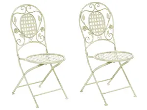 Set of 2 Garden Chairs BIVIO Metal Light Green