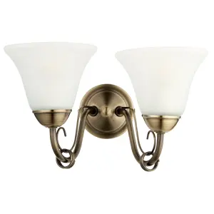 GoodHome Dives Antique brass effect Double Wall light