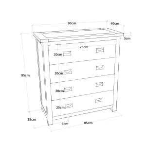 Lovere 4 Drawer Chest of Drawers Bras Drop Handle