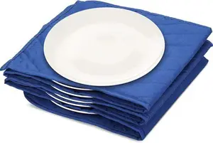 Navaris Electric Plate Warmer - 10 Plate Blanket Heater Pockets For Warming Dinner Plates To 74 Degrees In 10 Minutes - Blue Compact Folding Design