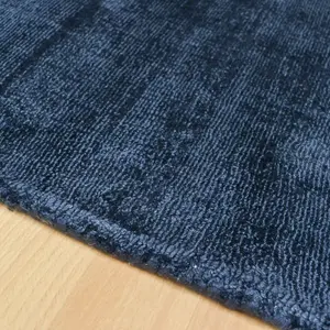 Blue Handmade , Luxurious , Modern , Plain Easy to Clean Viscose Rug for Living Room, Bedroom - 160cm X 230cm