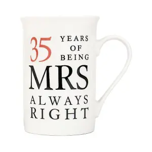 Ivory White 35th Anniversary Mr Right & Mrs Always Right Ceramic Mug Gift Set