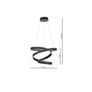 Milagro Andromeda Black LED Pendant Lamp 45W High Quality Designer Light With A Stunning Flowing Design