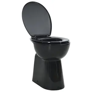 Berkfield High Rimless Toilet Soft Close 7 cm Higher Ceramic Black