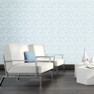 Hoopla Walls Pale Blue Paisley Smooth Matt Wallpaper