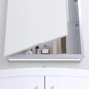 Bathroom Cabinet Wall Mirror - Rectangular 700 x 500mm - LED Light Wall Mirror Cabinet (Top) - Demister Pad