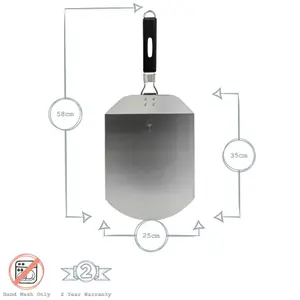 Argon Tableware - Stainless Steel Folding Pizza Peel with Rubber Handle - 25cm - Silver