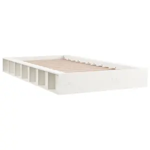 Berkfield Bed Frame White 135x190 cm Double Solid Wood