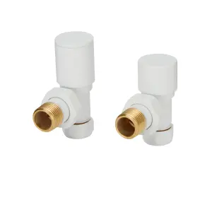 GoodHome Matt white Angled Manual Radiator valve & lockshield (Dia)15mm