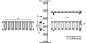 Right Radiators 300x1010 mm Horizontal Traditional 2 Column Cast Iron Style Radiator Anthracite