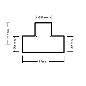 Copper End feed Tee (Dia) 15mm x 15mm x 15mm, Pack of 10