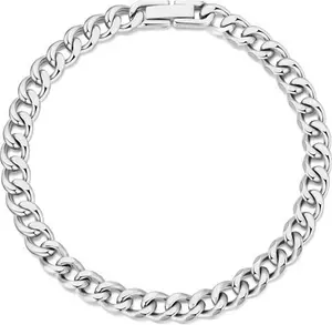 Men's 6mm Stainless Steel 7.5-8.5 Inch Curb Chain Bracelet By Philip Jones Jewellery 8 Inch