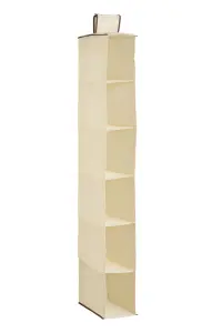 Essentials by Premier 6 Section Cream Hanging Shoe Organiser