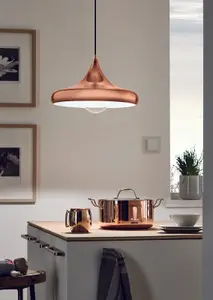 Hanging Ceiling Pendant Light Sleek Copper Shade 1x 60W E27 Hallway Feature