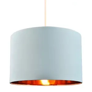 Modern Chic Duck Egg Cotton 12 Table/Pendant Lamp Shade with Shiny Copper Inner