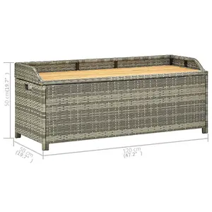 vidaXL Garden Storage Bench 120 cm Poly Rattan Grey