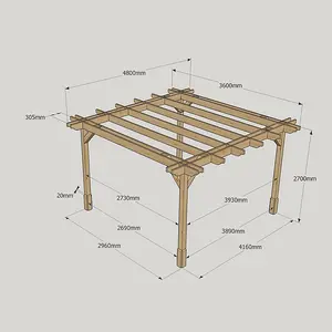 Double Premium Pergola - Wood - L360 x W480 x H270 cm - Light Green