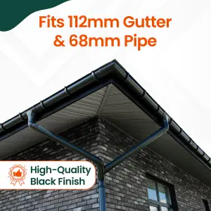 Black Round Downpipe Offset Mini Bend Fits 68mm Downpipes & 112mm Gutter, UV-Resistant  for Freeflow Rainwater System