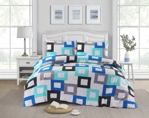 Duvet Cover Set Geometric Squares Reversible Douglas Luxury Printed Multicoloured Bedding Set