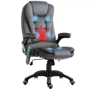 Vinsetto Office Chair w/ Heating Massage Points Relaxing Reclining Grey