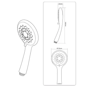 Triton Chrome effect 5-spray pattern Shower head, 245mm