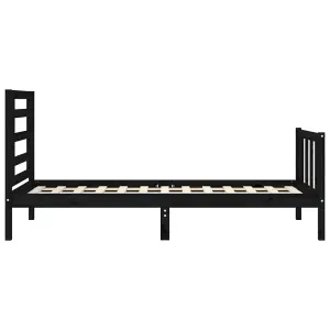 Berkfield Bed Frame with Headboard Black Single Solid Wood