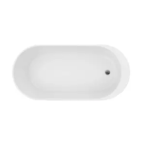 GoodHome Huron Gloss White Acrylic Freestanding Oval Double ended Bath (L)1800mm (W)800mm