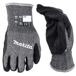 Makita Advanced FitKnit Medium Cut Level 7 Nitrile Coated Dipped Gloves x2 Pair