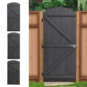 Grey Semi Braced Arch Top Strong Wooden Garden Gate with Latch H 210cm x W 90cm