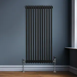 Traditional 2 Column Radiator - 1500 x 562 mm - Black