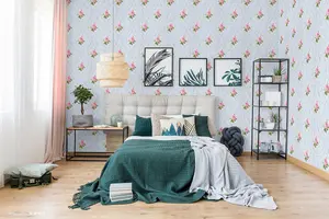 SK Filson Blue & Pink Floral Wallpaper