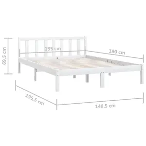 Berkfield Bed Frame White Solid Wood Pine 135x190 cm Double