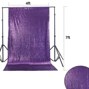 4ft x 7ft Sequin Backdrop Photography Background Shiny Fabric Glitter Curtain Backdrop, Purple