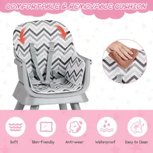 Costway 6-in-1 Baby High Chair Infant Feeding Chair Kids Stool w/Removable Tray & Cushion