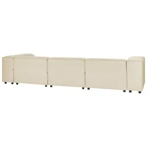 Corner Sofa with Ottoman APRICA Beige Fabric Left Hand