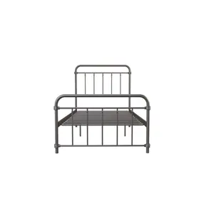 Aanya Bed Frame Classic Steel Grey Performance Velvet / Single (3')