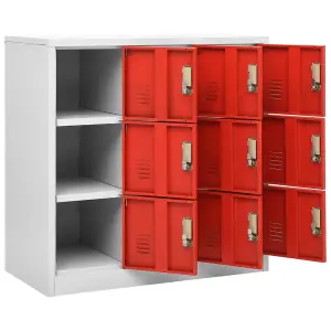 Berkfield Locker Cabinets 5 pcs Light Grey and Red 90x45x92.5 cm Steel