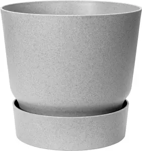 30cm Living Round Recycled Material Indoor Garden Balcony Window Container Holder Plant Flower Organizer Pot, Concrete / Grey