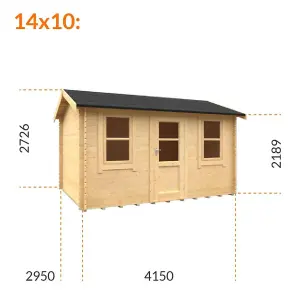 14ft x 10ft (4150mm x 2950mm) Horsforth "The Springfield" 28mm Log Cabin With 2 Opening Window