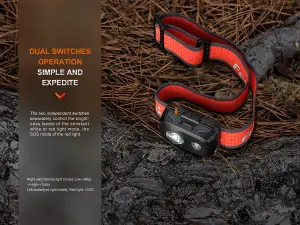 Fenix HL16 Green, Lightweight 3x AAA Battery Powered Head Torch - 450 lm - 104m Beam Range - Red light mode - IP66 Weatherproof