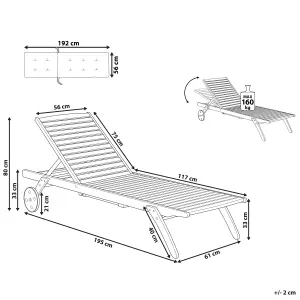 Sun Lounger with Cushion Wood Blue CESANA