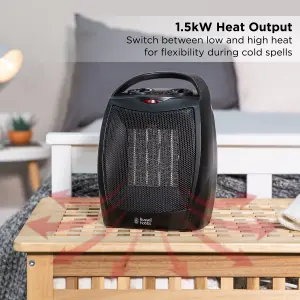 Russell Hobbs Electric Heater 1500W Portable PTC Ceramic Black RHFH1006B