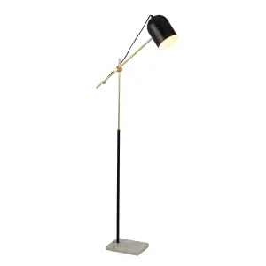 Lighting Collection Mulgrave Black & Gold Task Floor Lamp